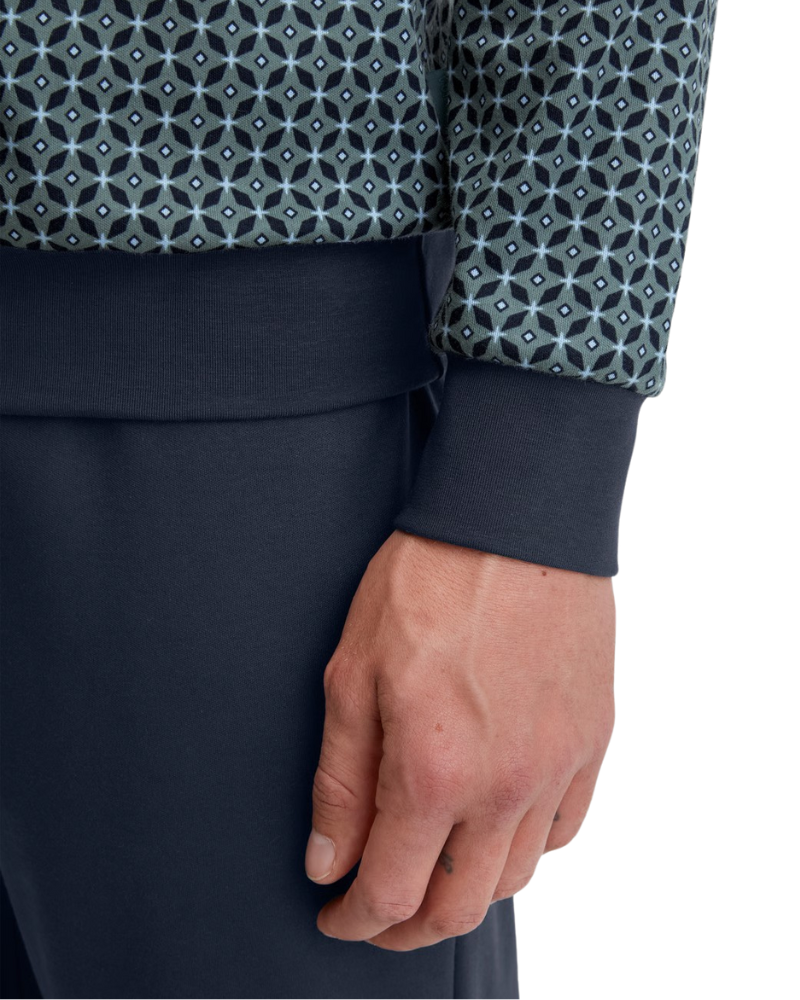 Calida 41282 #549 Dark Glen Relax Comfy Men's 100% Cotton Pajamas Set with Cuff Myselflingerie.com