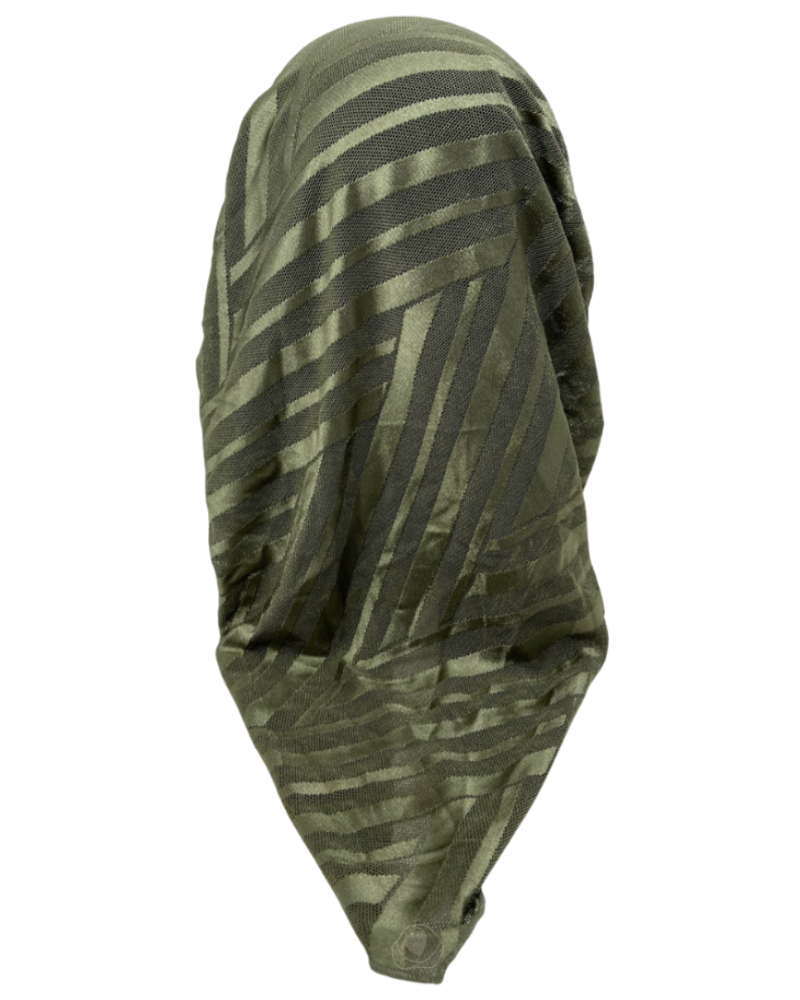 Ahead VT2601 Olive Green Waverly Mesh Versatile Style Long Tails Open Back Pre-Tied Bandanna Myselflingerie.com