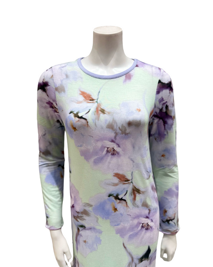 Verdiani 4306 Lavender Watercolor Print Pull On Modal Nightgown Myselflingerie.com