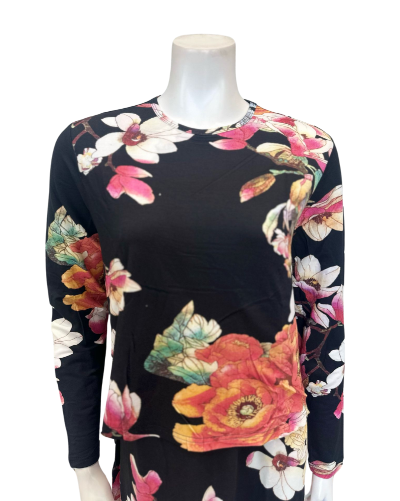 The Star Story 10-881 Wildlife Floral Black Modal Nursing Nightgown Myselflingerie.com