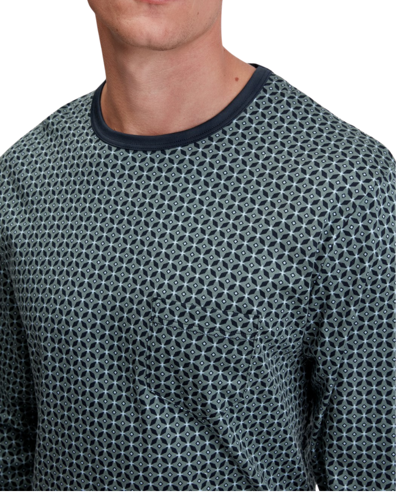 Calida 41282 #549 Dark Glen Relax Comfy Men's 100% Cotton Pajamas Set with Cuff Myselflingerie.com