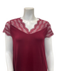 Oh! Zuza 4515 Red Wine Sheer Lace Neck Modal Nightshirt Myselflingerie.com