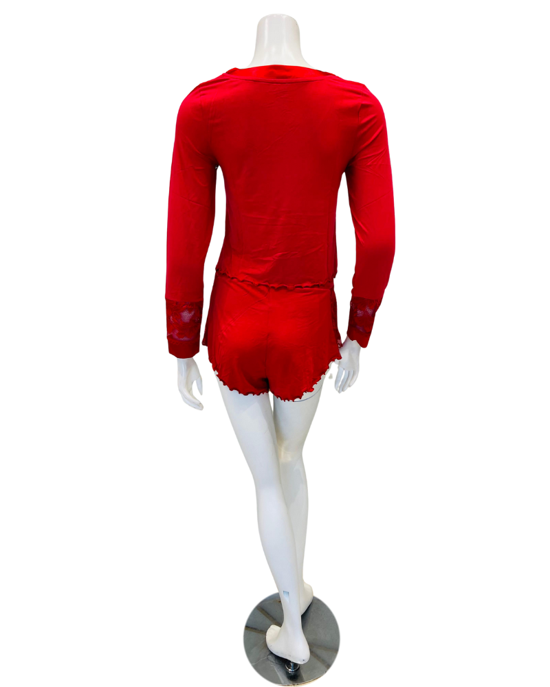 Fleur't 6141 Sweet Red Parisian Nights Pajamas Shorts Set Myselflingerie.com