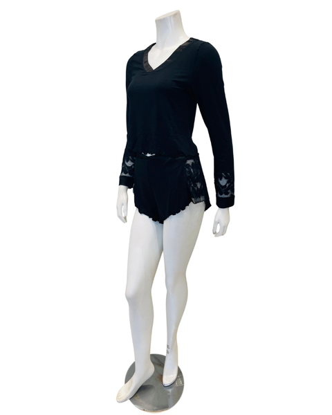 Fleur't 6141 Black Parisian Nights Pajamas Shorts Set Myselflingerie.com