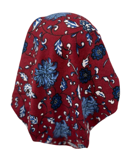 Cherie HA-FLRKN-BGYNY Burgundy/Navy Floral Knit Adjustable Pre-Tied Bandanna Myselflingerie.com