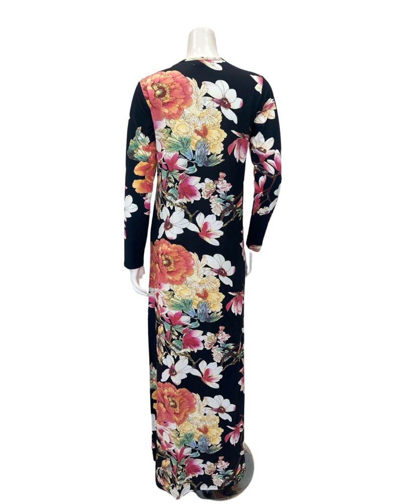 The Star Story 10-881 Wildlife Floral Black Modal Nursing Nightgown Myselflingerie.com