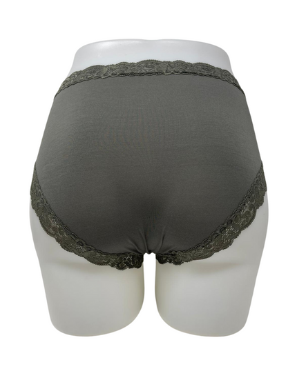 Fleur't 602 Dusty Olive Iconic Modal Lace Hi Waisted Brief Myselflingerie.com
