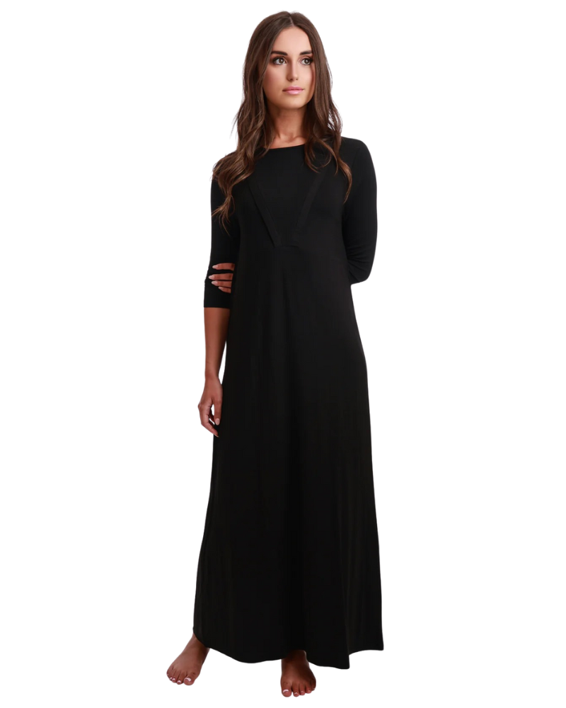 Rojo London Janna Black Hooded Nightgown & Hoodie Set Myselflingerie.com