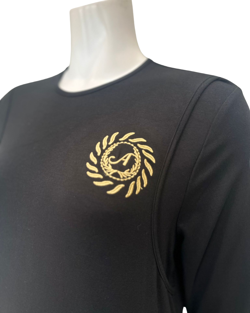 Angelice S-7413 Black Logo Ribbed Modal Coverall Nursing Nightgown