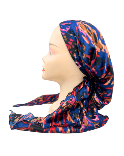IT8010 Blue Tide Mark Israeli Style Long Tails Pre-Tied Bandanna