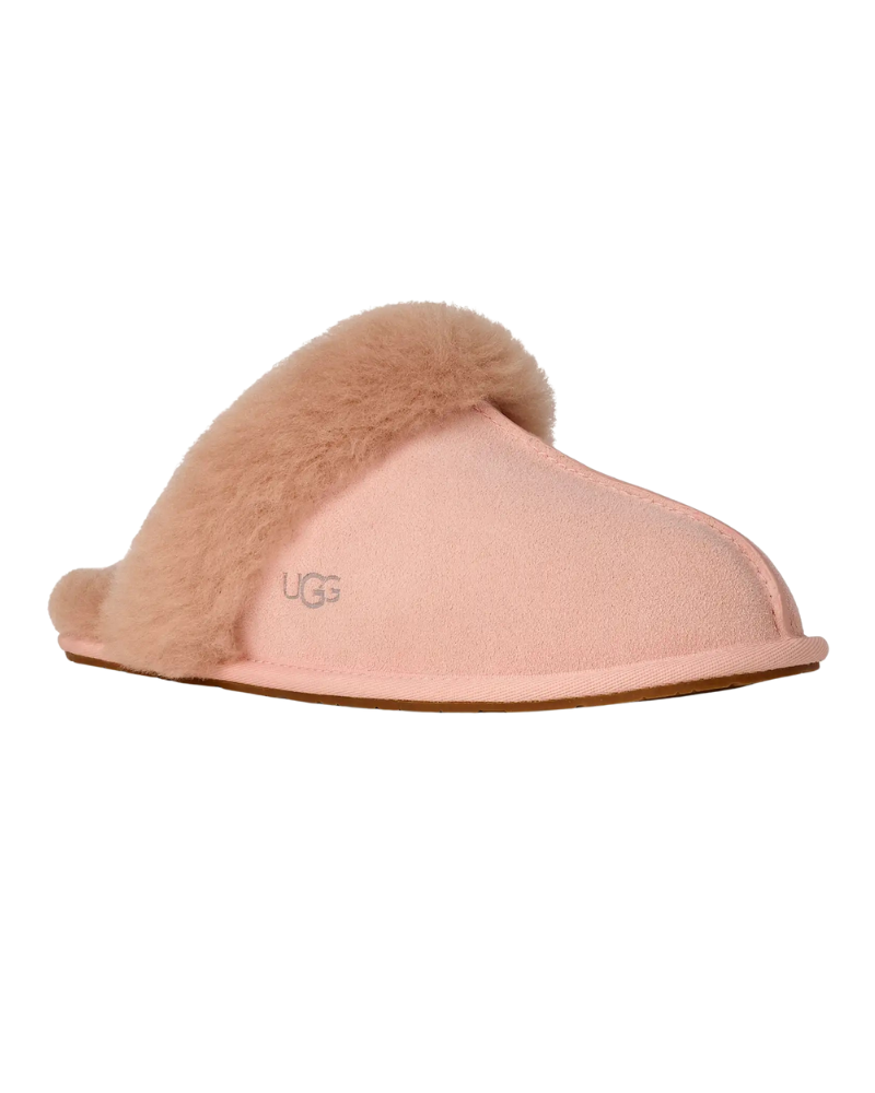 UGG 1106872 Scuffette II Beige Blush Suede Slipper with Fur Trim Myselflingerie.com
