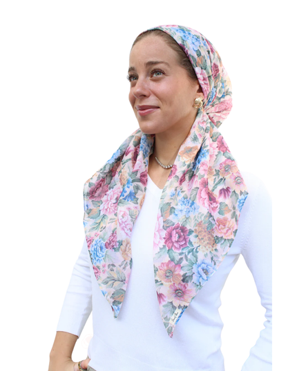 Scarf Bar English Garden Classic Pre-Tied Bandanna with Velvet Grip Myselflingerie.com