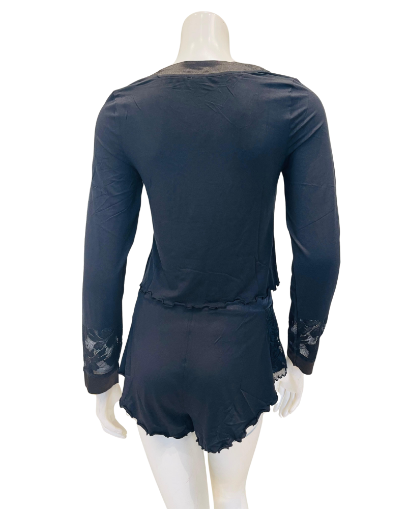 Fleur't 6141 Black Parisian Nights Pajamas Shorts Set Myselflingerie.com