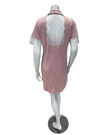 Oh! Zuza 4507 Dusty Pink Collar with Lace V Neck Modal Nightshirt Myselflingerie.com
