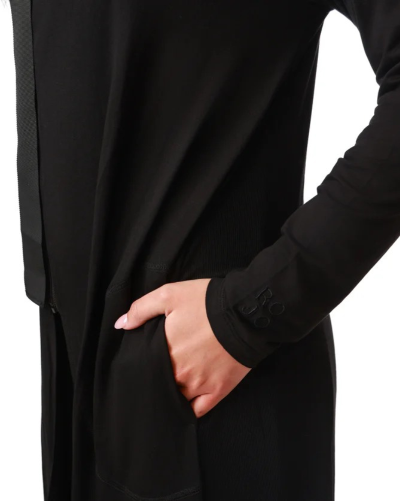 Rojo London Janna Black Hooded Nightgown & Hoodie Set Myselflingerie.com