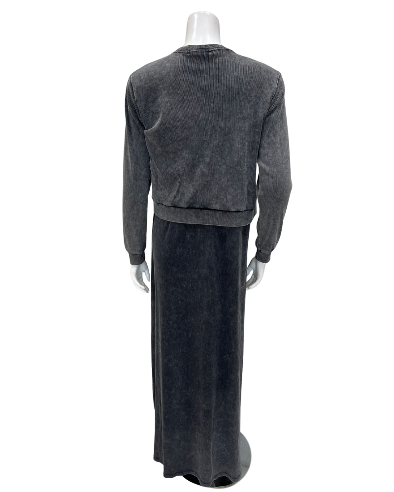ORD DRV26935 + TRV26936 Black Wash Sleeveless Maxi Jumper & Cardigan Set Myselflingerie.com