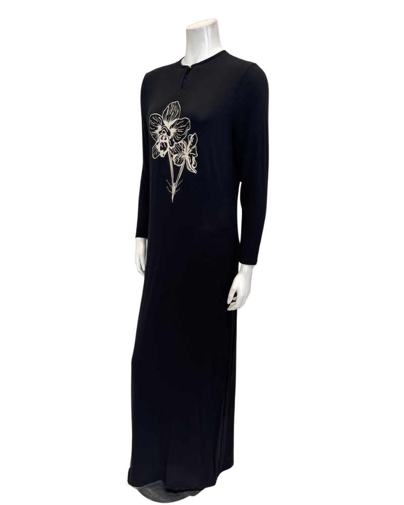 Lunderbeck N5198 Black Orchid 3D Pull On Modal Nightgown Myselflingerie.com