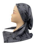 Revaz Grey/Black C Design Adjustable Pre-Tied Bandanna with Velvet Grip
