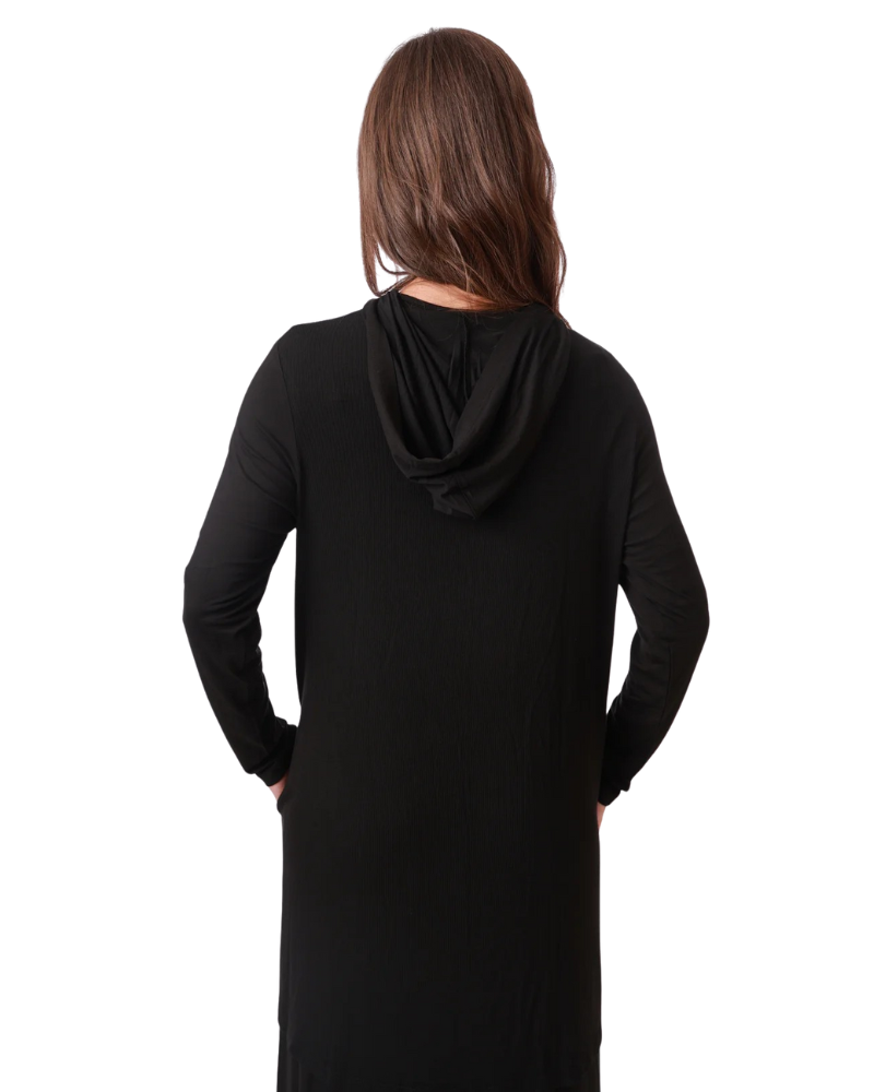 Rojo London Janna Black Hooded Nightgown & Hoodie Set Myselflingerie.com