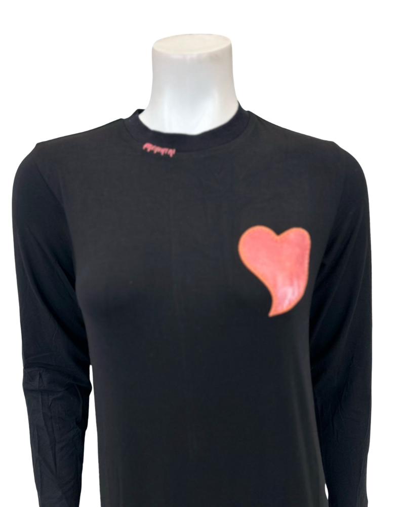 The Star Story 10-861 Black Stitched Heart Modal Teen Nightgown Myselflingerie.com