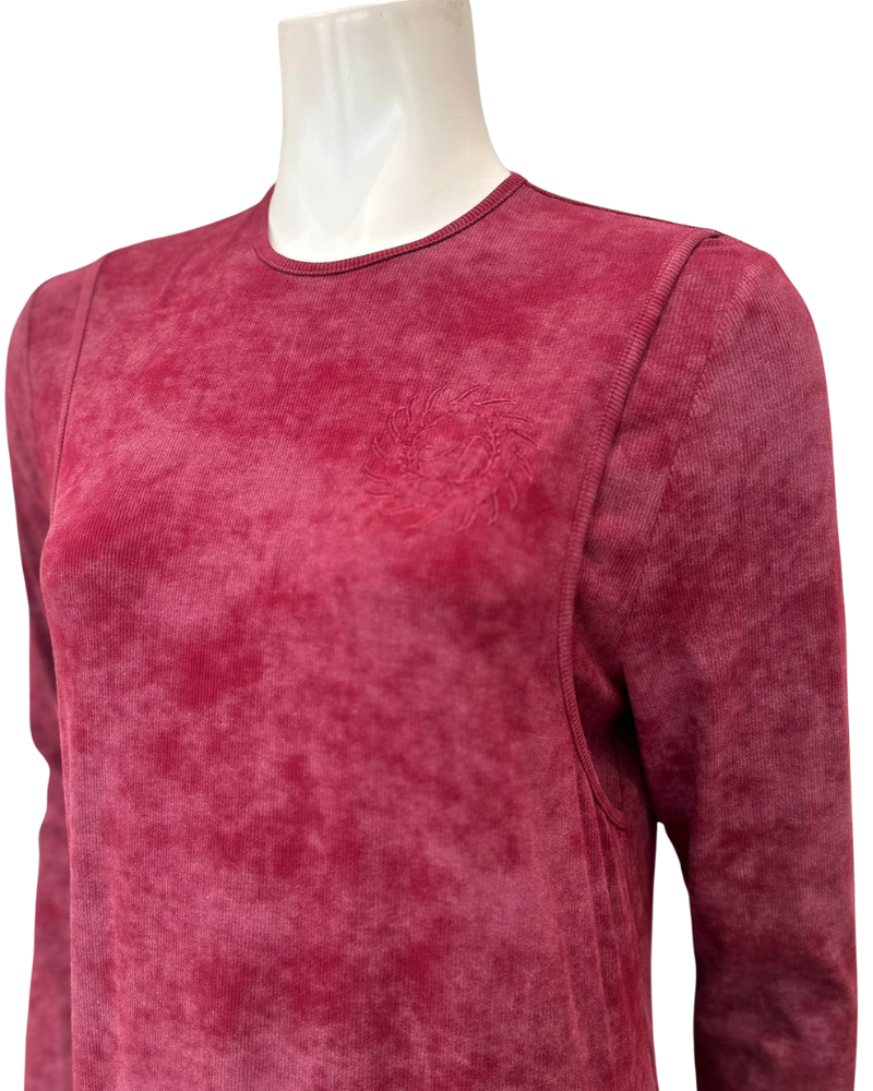 Angelice S-7413 Merlot Logo Ribbed Modal Coverall Nursing Nightgown Myselflingerie.com