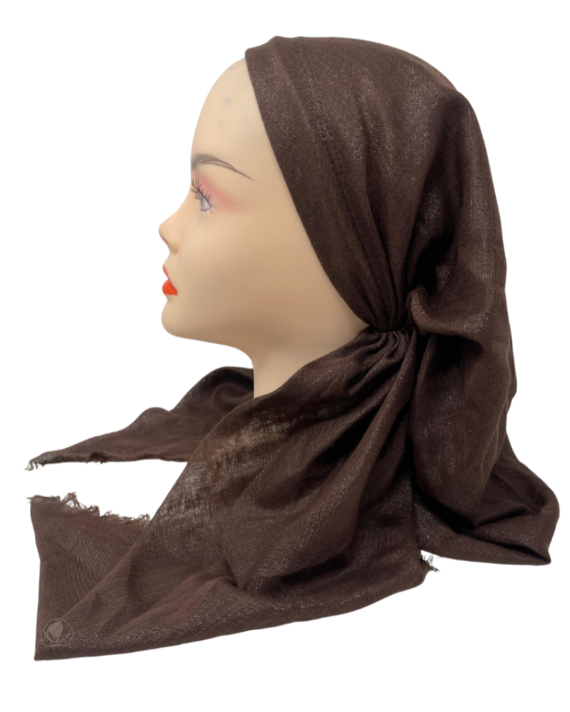 It's Younique OB-SHIM-BR Solid Brown Shimmer Pre-Tied Open Back Bandanna with Velvet Grip Myselflingerie.com