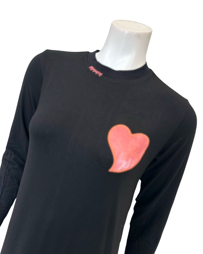 The Star Story 10-861 Black Stitched Heart Modal Teen Nightgown Myselflingerie.com