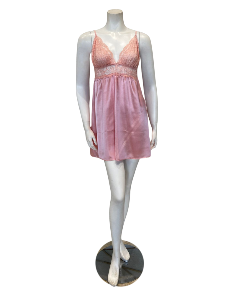 Pen-ky 16050C4 + 26760C4 Powder Rose Lace Bust Support Chemise & Wrap Set Myselflingerie.com
