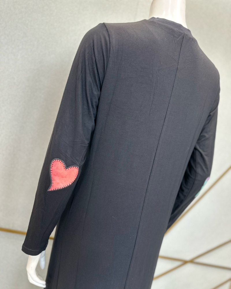 The Star Story 10-861 Black Stitched Heart Modal Teen Nightgown Myselflingerie.com