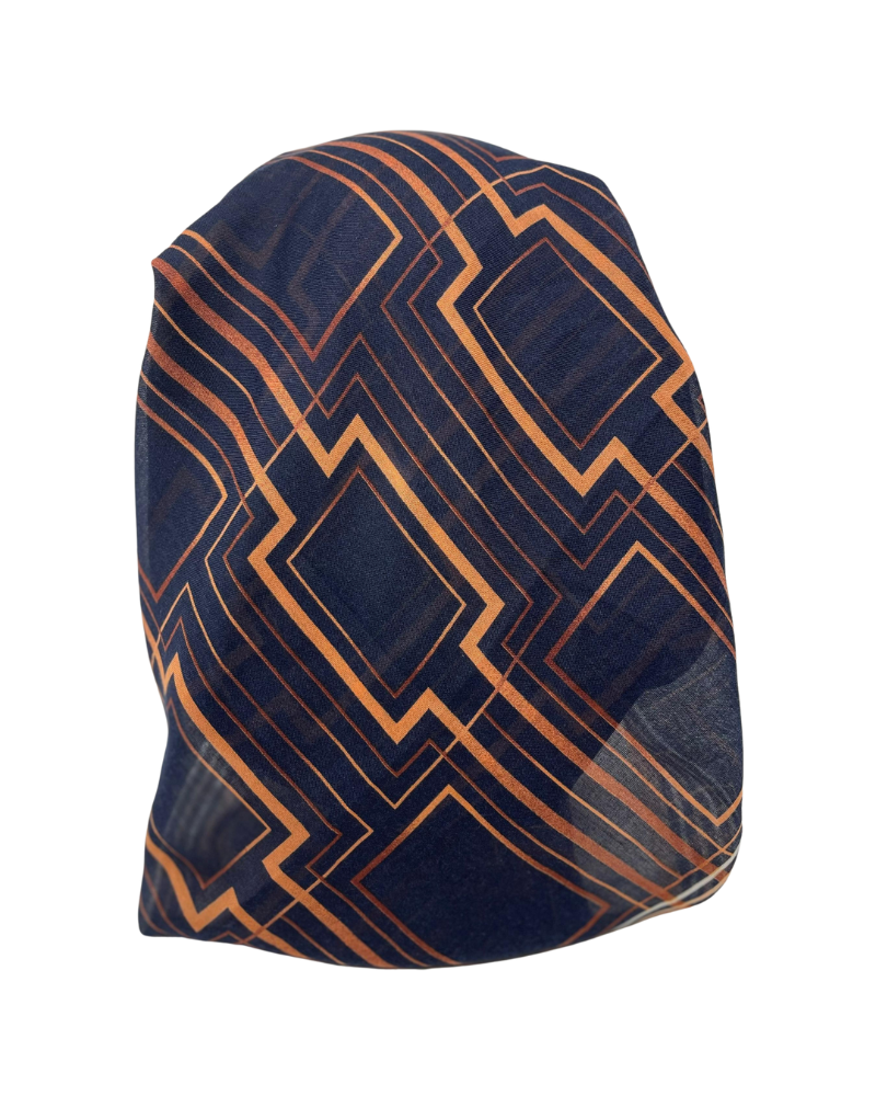 It's Younique OB-SQ-BL Blue Squares with Line Inserts Pre-Tied Open Back Bandanna with Velvet Grip Myselflingerie.com