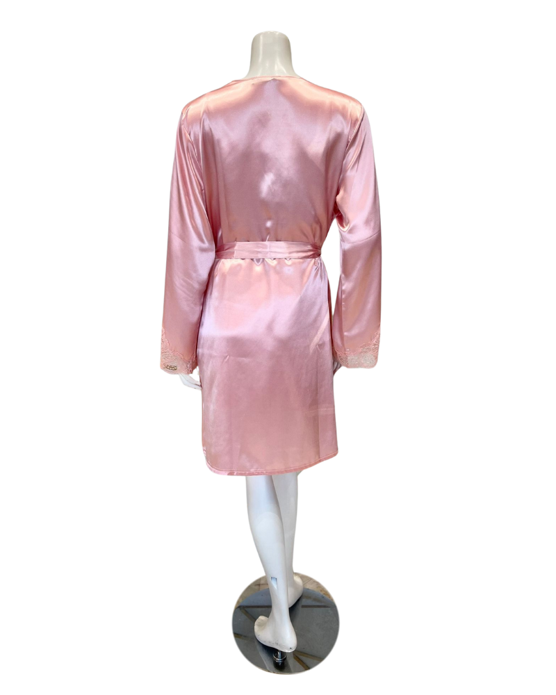 Pen-ky 16050C4 + 26760C4 Powder Rose Lace Bust Support Chemise & Wrap Set Myselflingerie.com