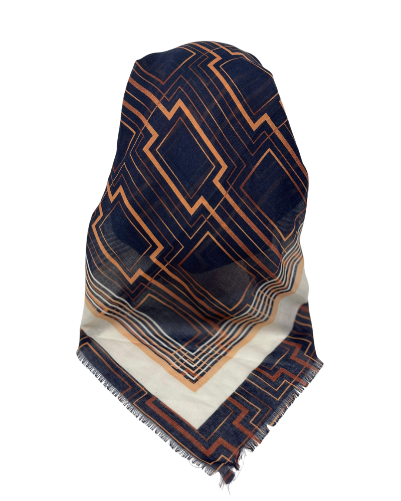 It's Younique OB-SQ-BL Blue Squares with Line Inserts Pre-Tied Open Back Bandanna with Velvet Grip Myselflingerie.com