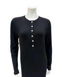 Velvet AL859BLK Black Ribbed White Button Down Modal Nightgown Myselflingerie.com