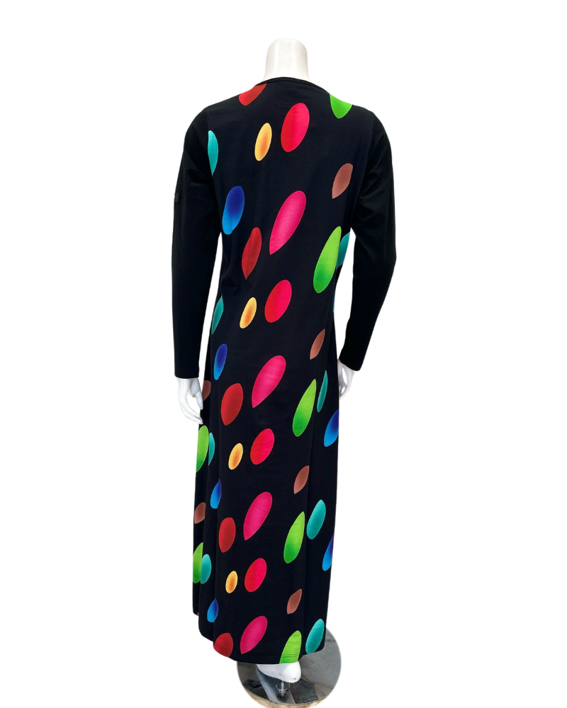 ESPi AN729 Multi Color Circles Print Black Pull On Cotton Teen Nightgown Myselflingerie.com