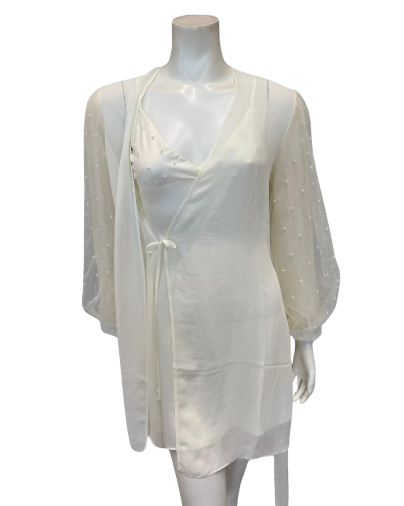 Rya Collection 973 + 970 Ivory Pearl Chemise & Wrap Set Myselflingerie.com