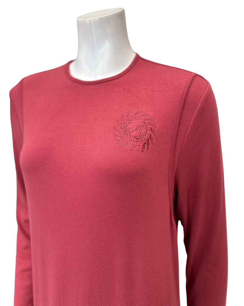 Angelice S-7413 Rosewood Logo Ribbed Modal Coverall Nursing Nightgown Myselflingerie.com