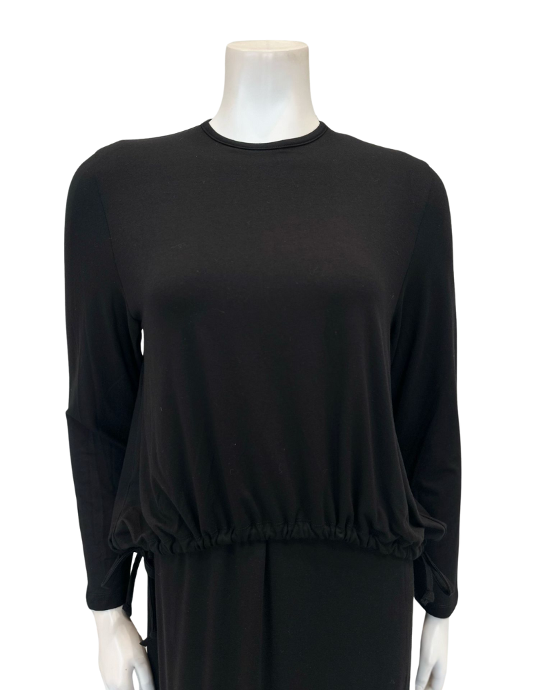 Velvet Black Drawstring Modal Nursing Nightgown