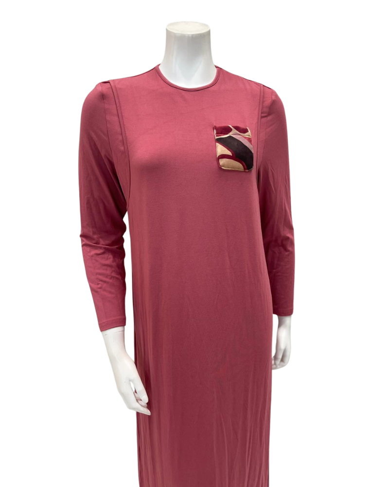Angelice S-7466 Deep Pink Velour Pocket Button Down Modal Nightgown Myselflingerie.com