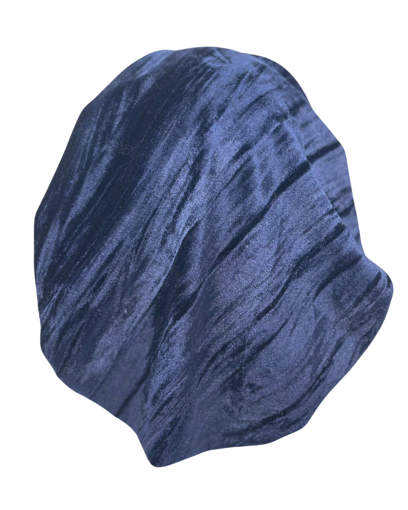 Revaz HS573H Navy Crushed Velvet Adjustable Pre-Tied Bandanna with Velvet Grip Myselflingerie.com