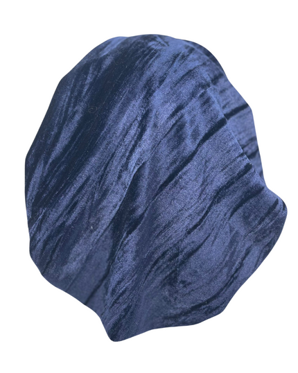 Revaz HS573H Navy Crushed Velvet Adjustable Pre-Tied Bandanna with Velvet Grip Myselflingerie.com