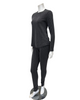 Jackie O'Loungewear PJSET-GRY Grey Ribbed Heather Round Neck Modal Pajamas Set Myselflingerie.com