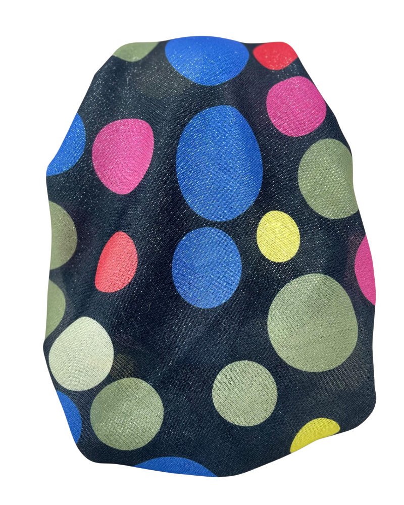 It's Younique OB-DOTS-BLK Multi Dots Black Shimmer Pre-Tied Open Back Bandanna with Velvet Grip Myselflingerie.com