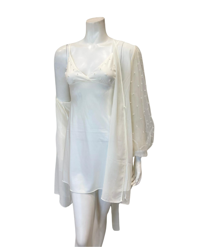 Rya Collection 973 + 970 Ivory Pearl Chemise & Wrap Set Myselflingerie.com