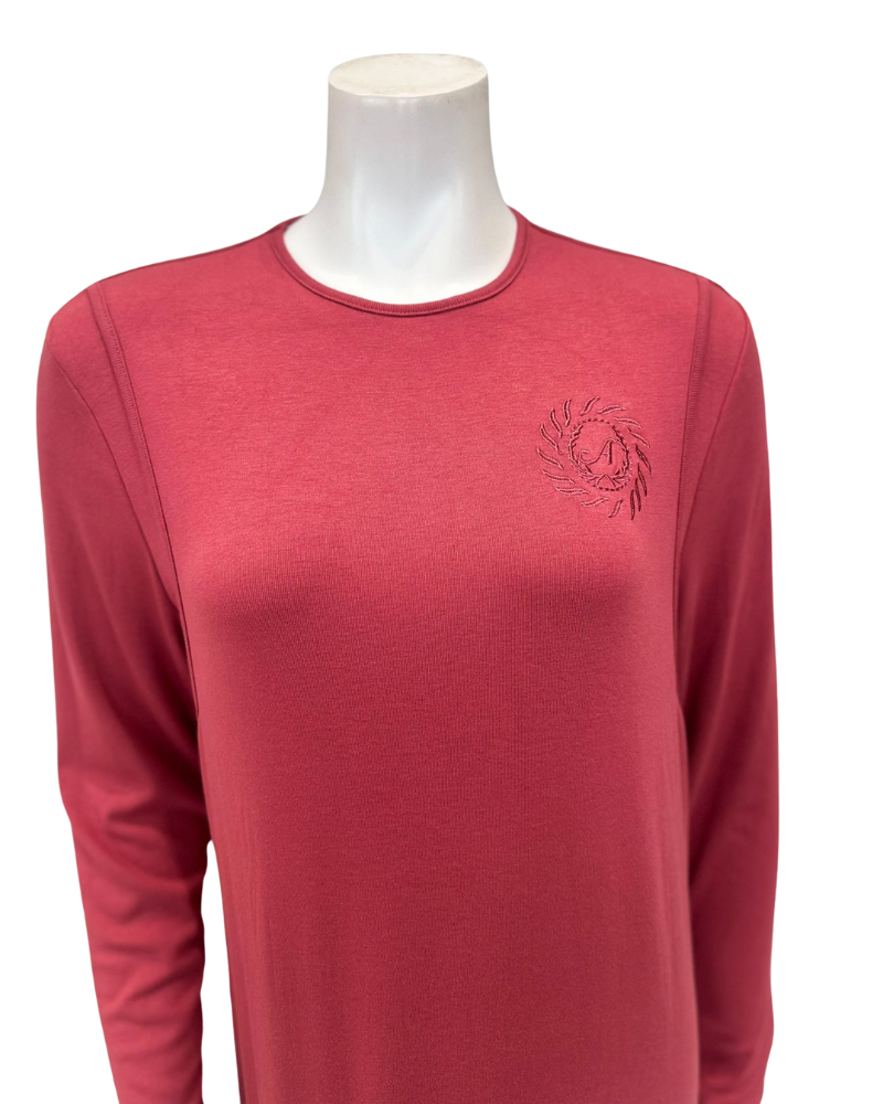 Angelice S-7413 Rosewood Logo Ribbed Modal Coverall Nursing Nightgown Myselflingerie.com