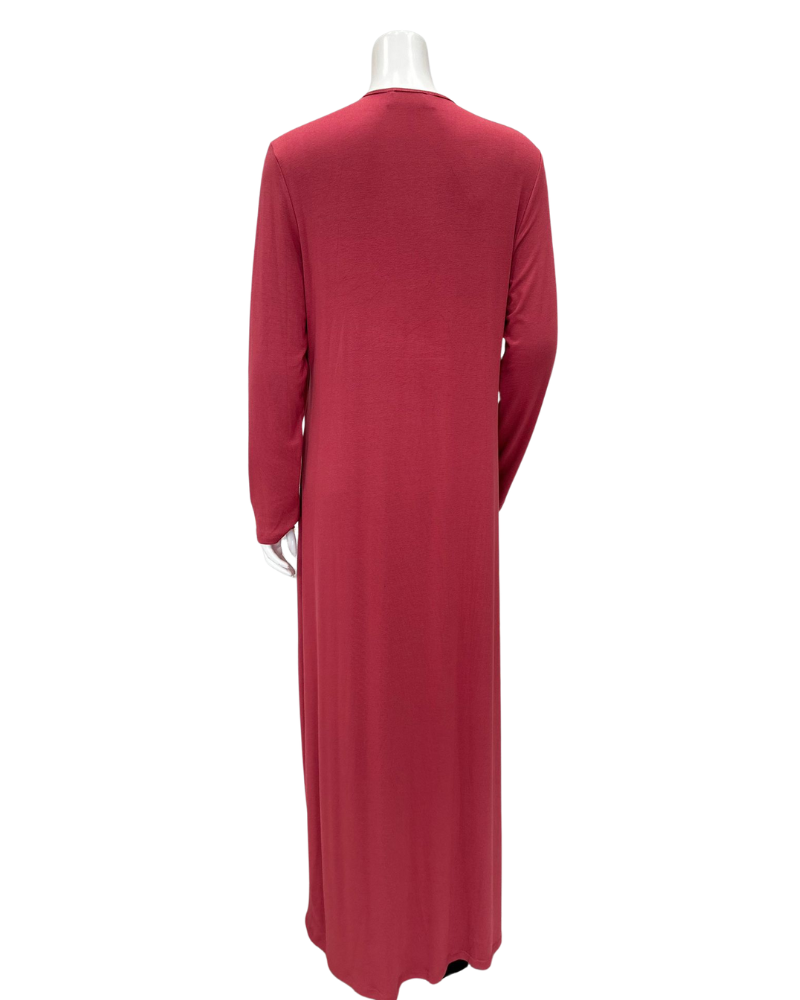 Angelice S-7413 Rosewood Logo Ribbed Modal Coverall Nursing Nightgown Myselflingerie.com