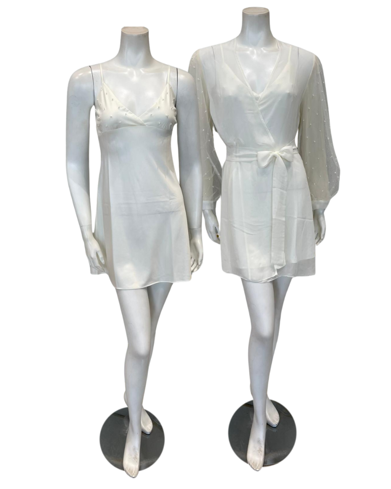 Rya Collection 973 + 970 Ivory Pearl Chemise & Wrap Set Myselflingerie.com
