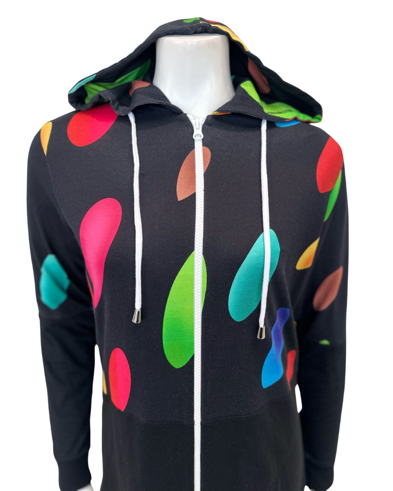 ESPi ANT230 Multi Color Circles Print Black Cotton Teen Hoodie Myselflingerie.com