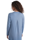 Ellwi 1321 Blanket Stitch Sky Blue Button Down Cotton Nightgown Myselflingerie.com