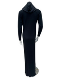 Velvet AL761BLK Black Ribbed Modal Pull On Nightgown with Hoodie Myselflingerie.com