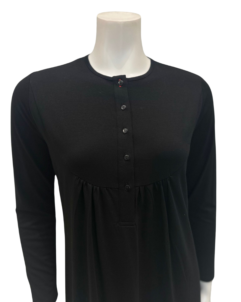 Chicolli N5030-23A Black Swing Bamboo Cotton Button Down Nightgown myselflingerie.com